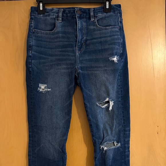 American Eagle Outfitters Curvy Dark Blue Distressed Skinny Jeans - Picture 3 of 9